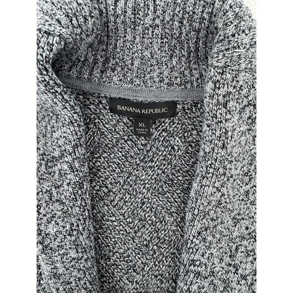 Banana Republic Mens Black White Cotton Cardigan Sweater Grandpacore Shawl XL - Picture 4 of 8
